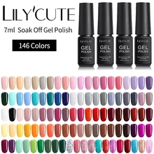 LILYCUTE 7 мл Гель-лак для ногтей полуперманентный Vernis базовое верхнее покрытие розовый красный лак для Ногтей Стойкий замачиваемый УФ-Гель-лак для ногтей