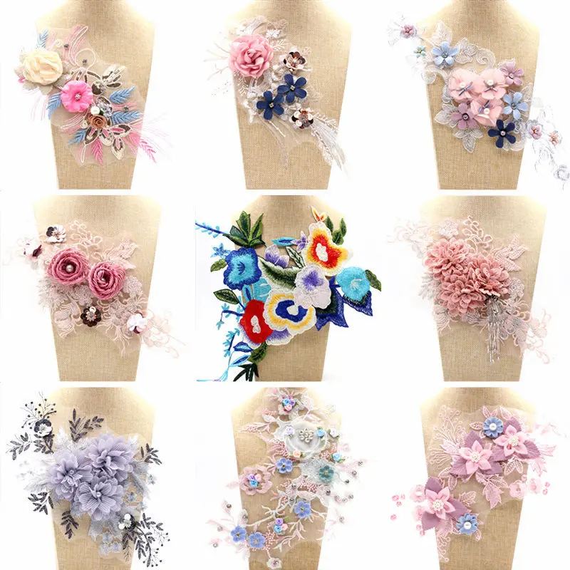 

New arrive Embroidered Collar Fabric Clothes Applique Lace Neckline DIY Clothing patch Wedding Dresses Accessoryies Sewing Craft