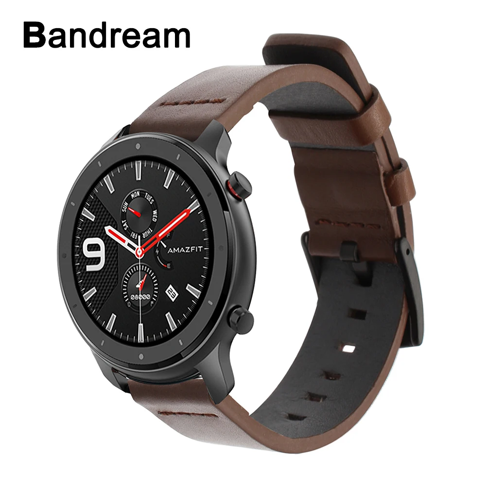Ремешок из натуральной кожи для Amazfit GTR быстросъемный браслет с пряжкой