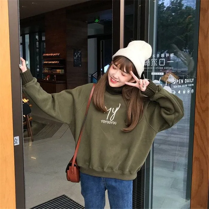High Street Kawaii, Женская толстовка для девочек, модная, для девушек, студентов, зеленые топы, толстовки, повседневная, с принтом, для девушек, Корейская уличная одежда