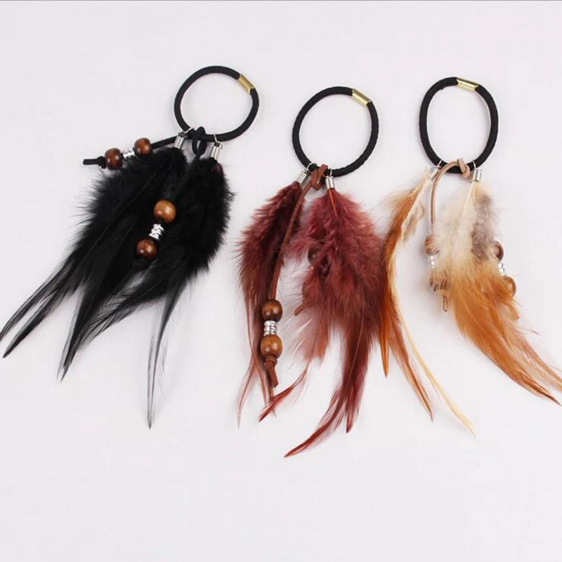 

Handmade Boho Hippie Hair Extensions with Feather Rope Comb Headdress DIY Accessories for Women Gifts Valentine's Day Present