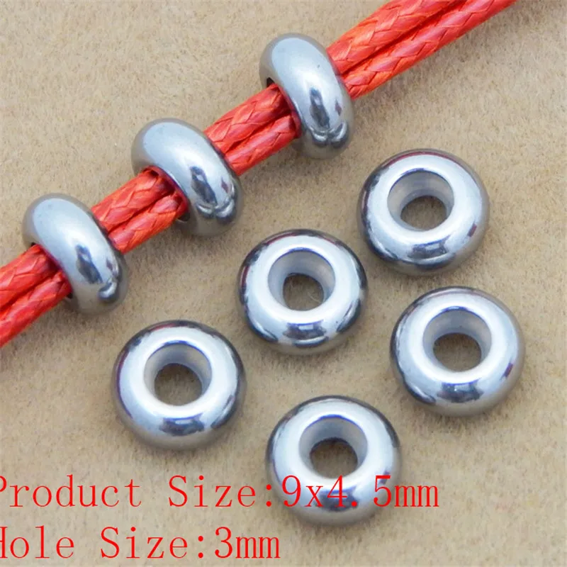 Silver 9X4.5X3mm 20 штук Нержавеющая сталь spacer бисера позиционирования бусины 6/7/8/9/10 мм резиновые Spacer бисера Подходит для DIY Браслеты ювелирных изделий - Цвет: Silver 9X4.5X3mm