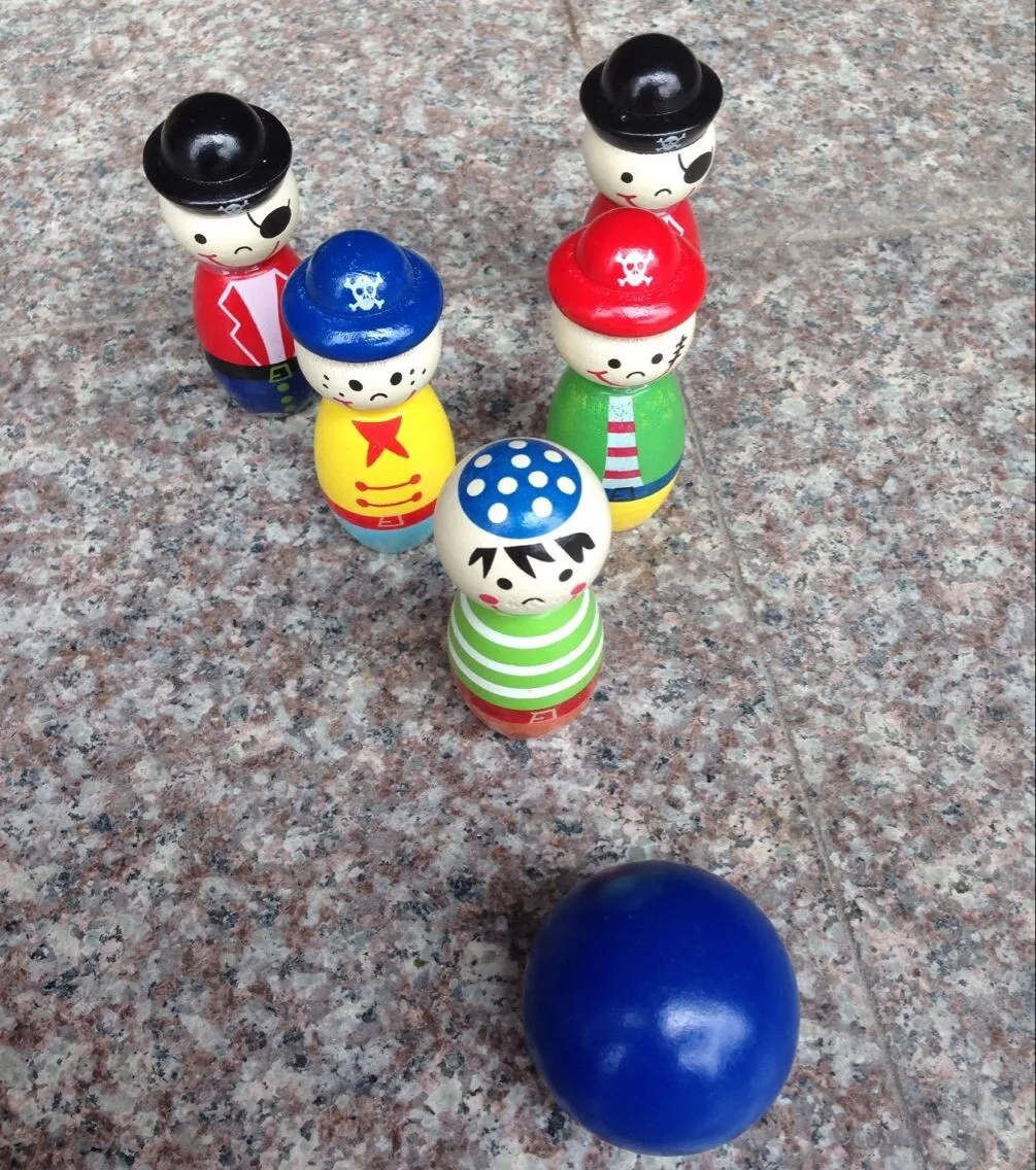 6 шт./компл. деревянный шар для боулинга Пиратская Кукла форма игра для детей открытый мини-взаимодействие Досуг развивающие игрушки