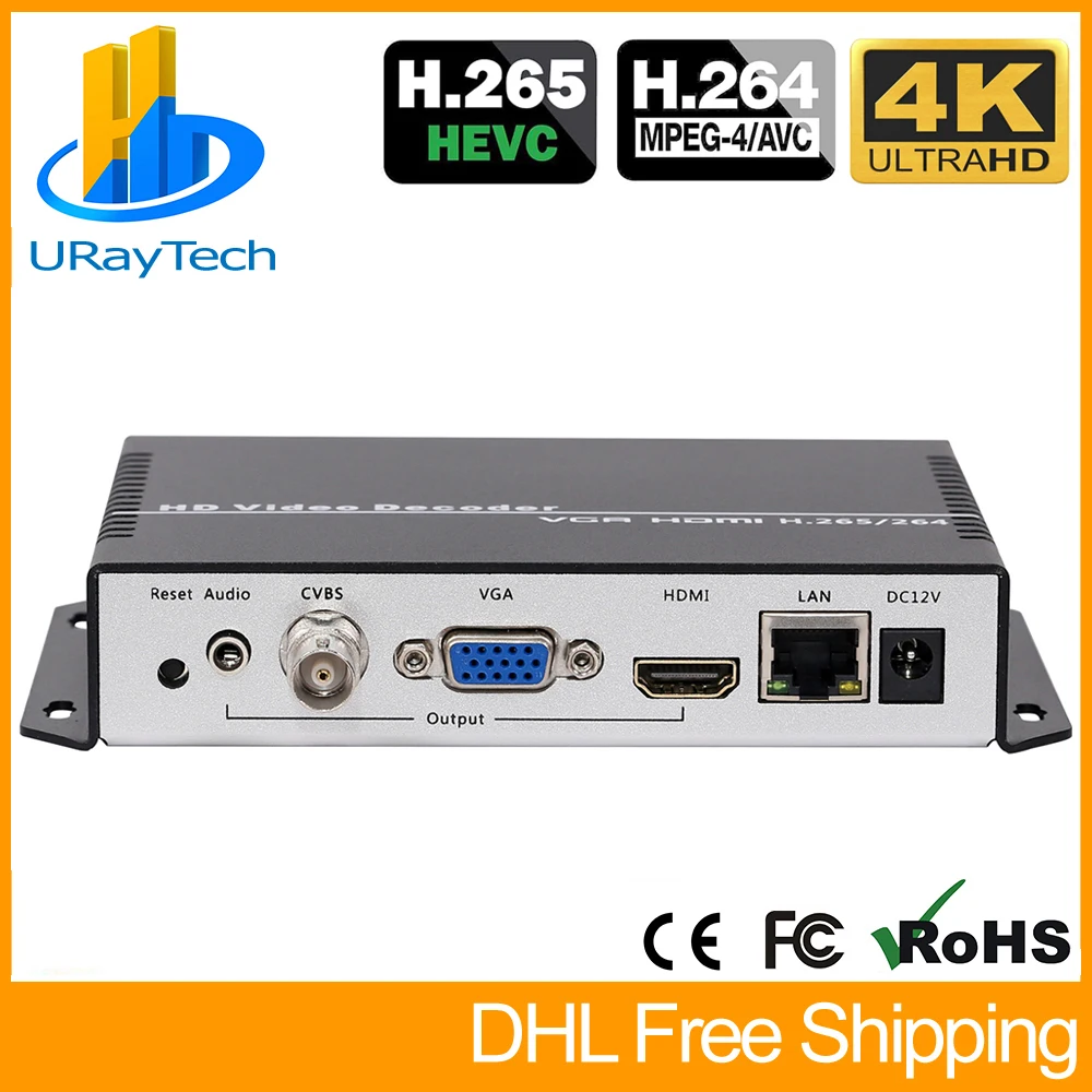 Декодер UHD H.265 H.264 HDMI VGA CVBS|Теле- и радиовещательное оборудование| |