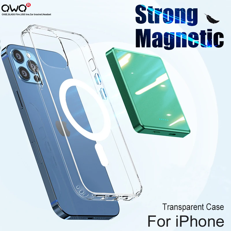 Магнитный чехол на телефон для iPhone 11 12 13 Pro Max Mini XS XR X 7 8 Plus SE 2020 чехлы прозрачный
