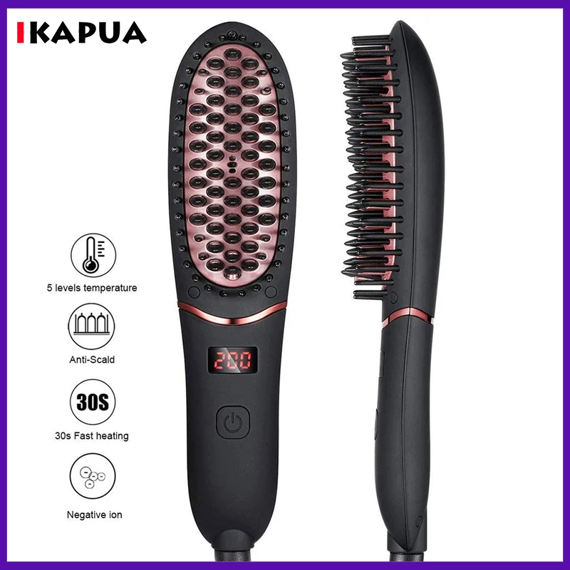 

LED Display Hair Straightener Comb Electric Straightening Brush for Curler Used at Home Flat Iron Beard Shaping Styler Tool