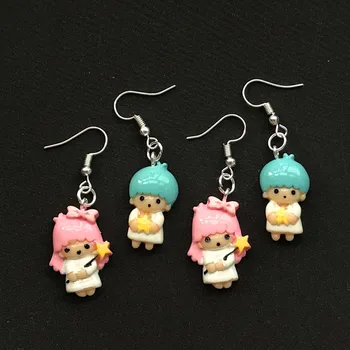 

1Pair Cute Cartoon twinstar Earring Resin Flatback Drop Earrings For Women Girls Elegant Adorable Funny fashion jewelry Earrings
