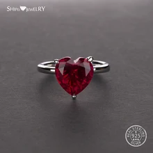 Shipei настоящий сапфир, рубин сердце кольца для женщин цитрин драгоценный камень аметист сердце кольцо 925 серебро кольцо для помолвки с сердцем
