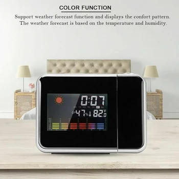 

Home USB Charging Projection Digital Weather Temperature LCD Snooze Alarm Clock Home Bedroom FM Alarm Clock Radio