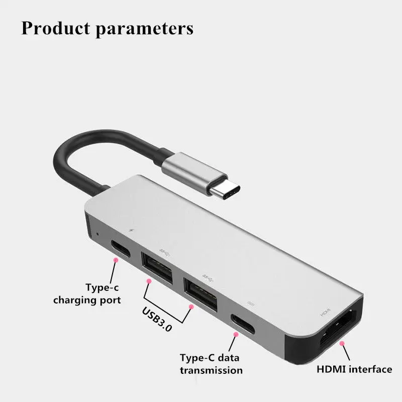 Type C USB 3,0 концентратор адаптер с Micro USB к компьютеру USB разветвитель PD Быстрая зарядка HDMI 4K HD разъем для Macbook Pro поверхности - Цвет: Silver grey