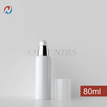 

Free Shipping 3pcs 2.7oz 80ml Empty Refillable White Plastic PP Pump Bottle Cosmetic Container Liquid Soap Bottles Travel Lotion