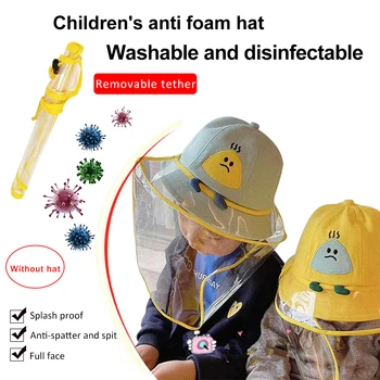 

Children Fishing Hat Protective Anti- Splash Dustproof Non Detachable Mask Solid Hat Travel Outdoor Holiday Hat