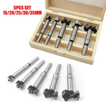 

5Pcs Drill Bit Set Kitchen Cupboard Door Hinge 15-35MM Round Shank Woodworking Punta Del Trapano New