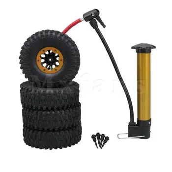 

Mxfans 4pcs RC 1:10 Crawler Car Inflatable Tires & Wheel Rims Set with Inflator
