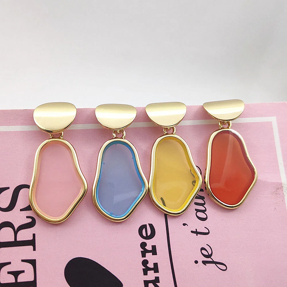 

2019 Fashion Pendant Earrings Hanging 20mm Acrylic Gold Earrings Round Geometric Earrings for Women Gift Jewelry P869-P872