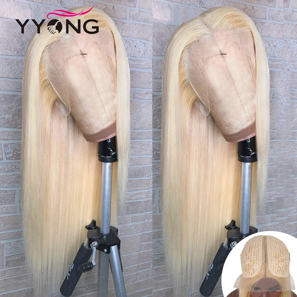 YYong 613 Blond 6×1 Topline Lace Part Wigs Pre Plucked With Baby Hair Straight HD Transparent Lace Wig 28 30inch