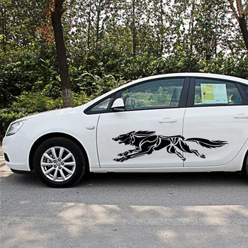 

Personality Running Wolf Cartoon Graffiti Car Sticker Styling Creativity Cover Scratches Waterproof Windshield Bumper Decoration