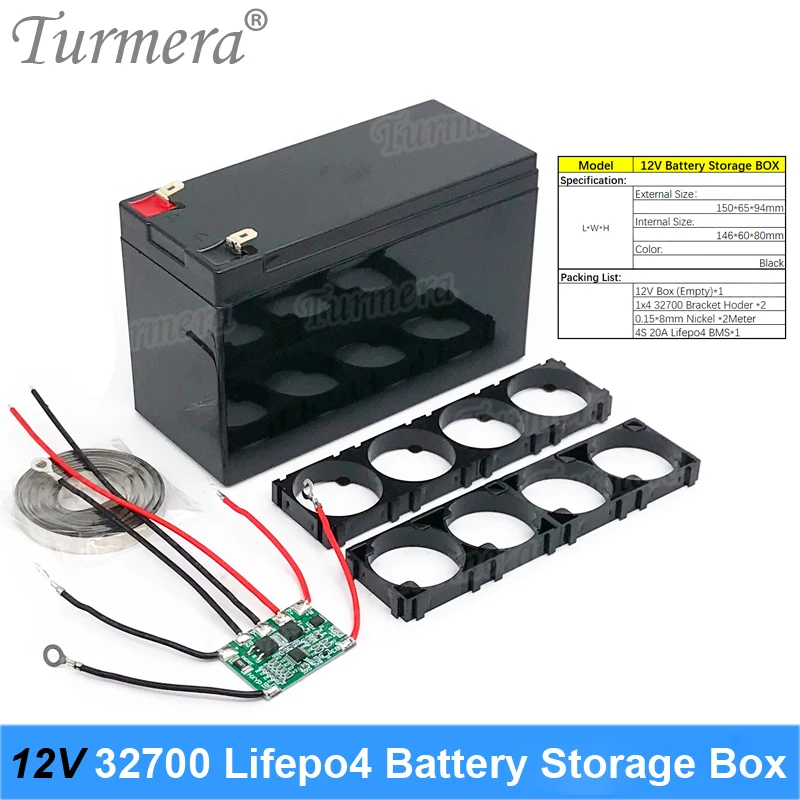 Caixa de Armazenamento de Bateria Suporte 1x4 12v 7ah Fonte de Alimentação Ininterrupta Uso de Bateria E-bike 32650 32700 Turmera-lifepo4 - Image 2