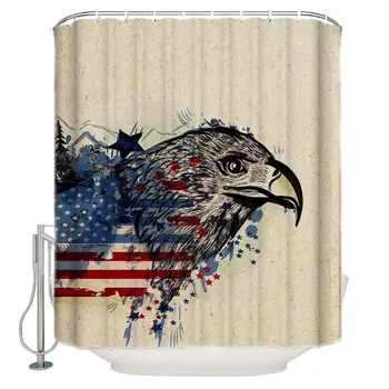 

Decorative Polyester Fabric Shower Curtains with Hooks for Bathroom American Eagle Flag Home Decor Waterproof Bath Tub Curtain