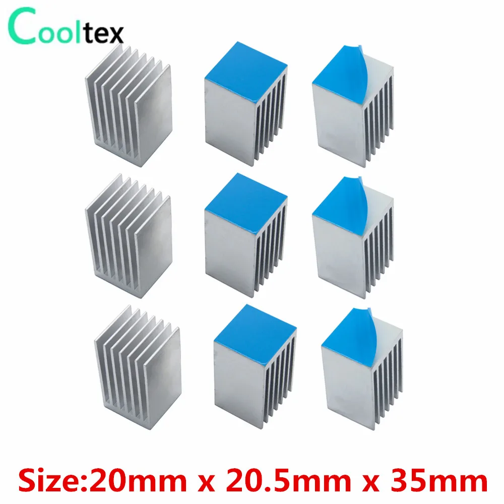 Alumínio do Dissipador de Calor do Radiador do Dissipador de Calor para Chip Eletrônico ic Mos com Fita Condutora Térmica 30 Pcs 20×20.5×35 Milímetros de