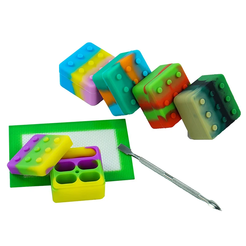 

1 pc Food grade 26ml Silicone Container Jar with cover +1 pc Green Silicone rectangle Dab mat+1 pc metal Dab Tool for oil wax