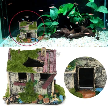 

Aquarium Landscaping Decoration Fish Tank Small Fish Shelter House Moss Resin Crafts Decoration Rockery Aquarium Accessories