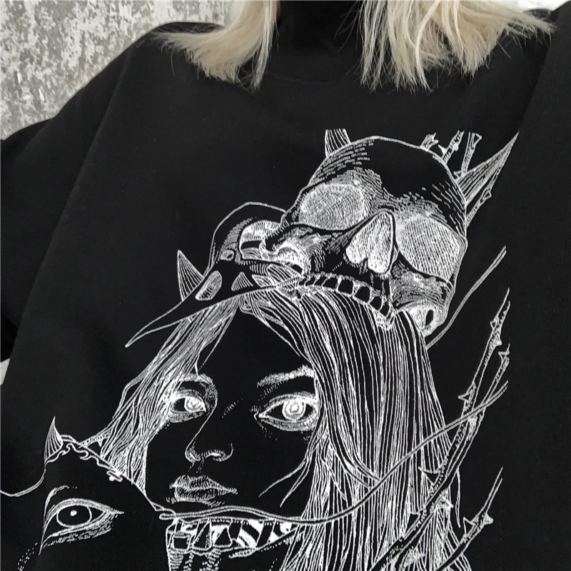 Neploe Harajuku женские толстовки осень зима мультфильм девушка печатных флисовый пуловер корейский Свободный Топ Джемперы 55558