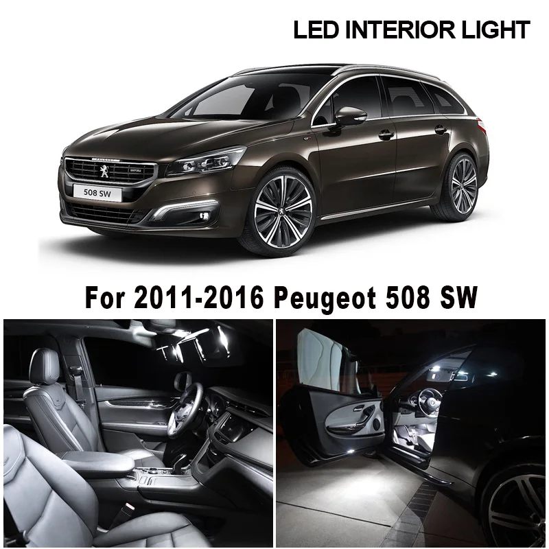 15Pcs Canbus Car Led Kit Luce Interna Mappa Lampada Tronco Lampadina Cupola Luce Per 2011-2016 Peugeot 508 Sw Led Accessori Auto