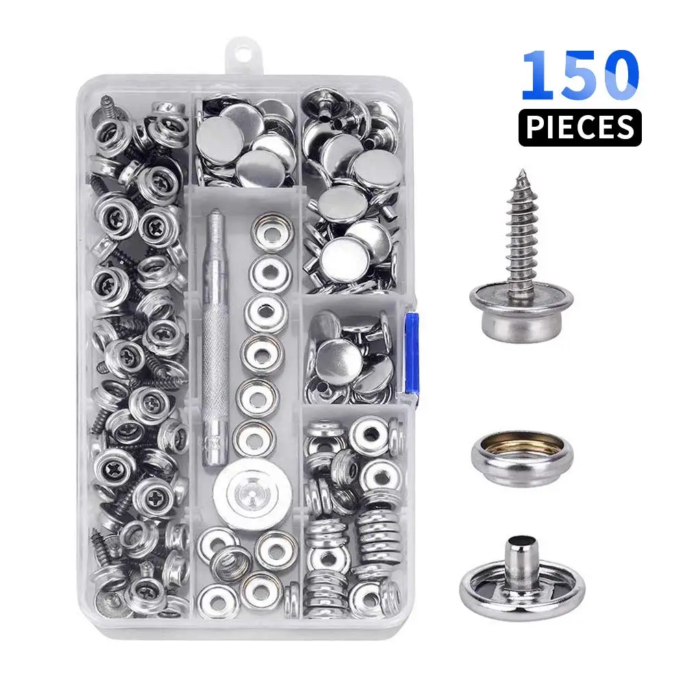 

Canvas Snap Kit Tool,Metal Screws Snaps Marine Grade 3/8" Socket Boat Canvas Snaps with 2 Setting Tool for Boat Cover Furniture
