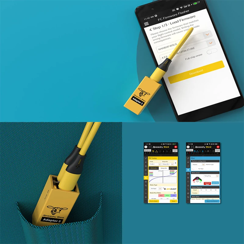 Speedybee 2 Bluetooth Adapter 1-6S Lipo Power Full-featured BF/iNav Betaflight configuration Upgrade FC firmware via App RC PFV