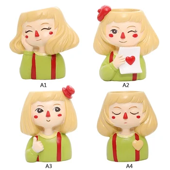 

Cute Cartoon Girl Succulent Plant Pot Resin Flowerpot Desktop Home Decoration Lovely Flowerpot Crafts Ornament