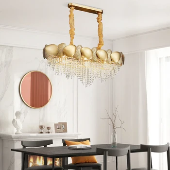 

Modern Design Exquisite Luxury Rectangular Crystal Chandelier Lighting Creative Hanging Ceiling Lamp for living room dining room