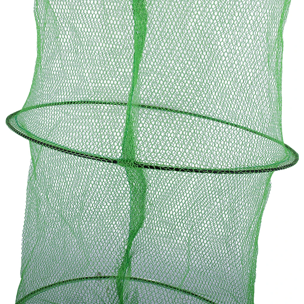 Handheld Foldable 2 Layer Fishing Net Green Soft Nylon Crab Crayfish Fishing Keep Net