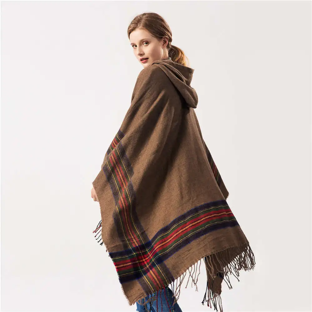 

Autumn and winter travel big shawl scarf female plaid style split fork cloak double-sided thickening office air-conditioned room