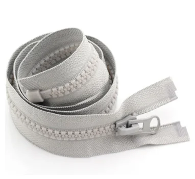 Meetee 2pcs 60-500cm 8# Double/Single Sliders Resin Zipper Open-End Auto Lock Zip DIY Down Jacket Tent Sewing Costume Accessory ZA138-SingleGray