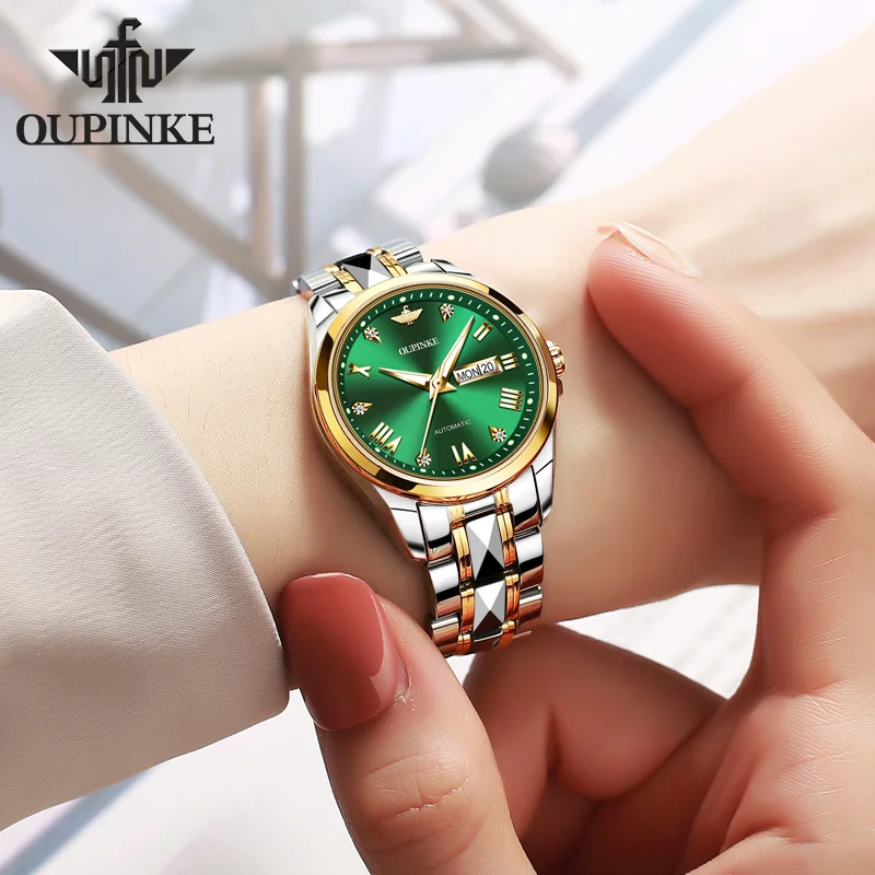 Billede af OUPINKE Luxury Brand Fashion Ladies Mechanical Automatic Self-Wind Sapphire Watch Women elegant designer crystal watches