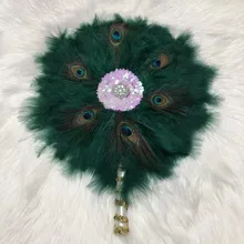 Африканские дамы HandFan мягкие перо веер с блестками для свадьбы и вечеринки