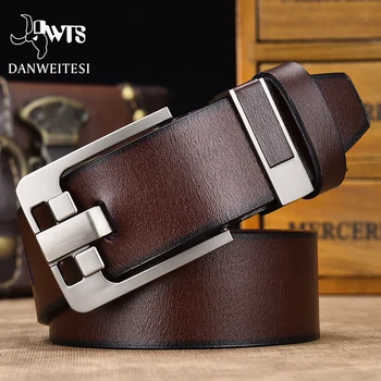 

[DWTS]men belt male leather belt men high quality genuine leather strap luxury pin buckle fancy vintage jeans free shipping