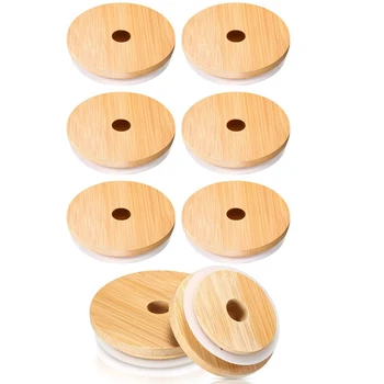 

Bamboo Mason Bottle Caps with Straw Holes,for 70mm Regular Mouth and 88mm Wide Mouth Mason Jars (with O-Ring Gasket)