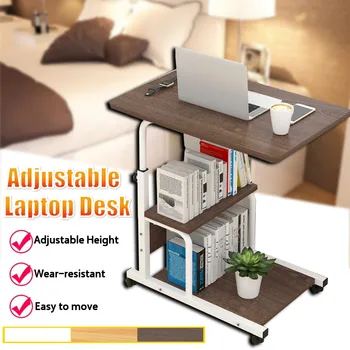 

Movable Simple Design Laptop Table Wood Desktop Height Adjustable Bed Sofa Side Computer Notebook Laptop Desk Table Iron Frame