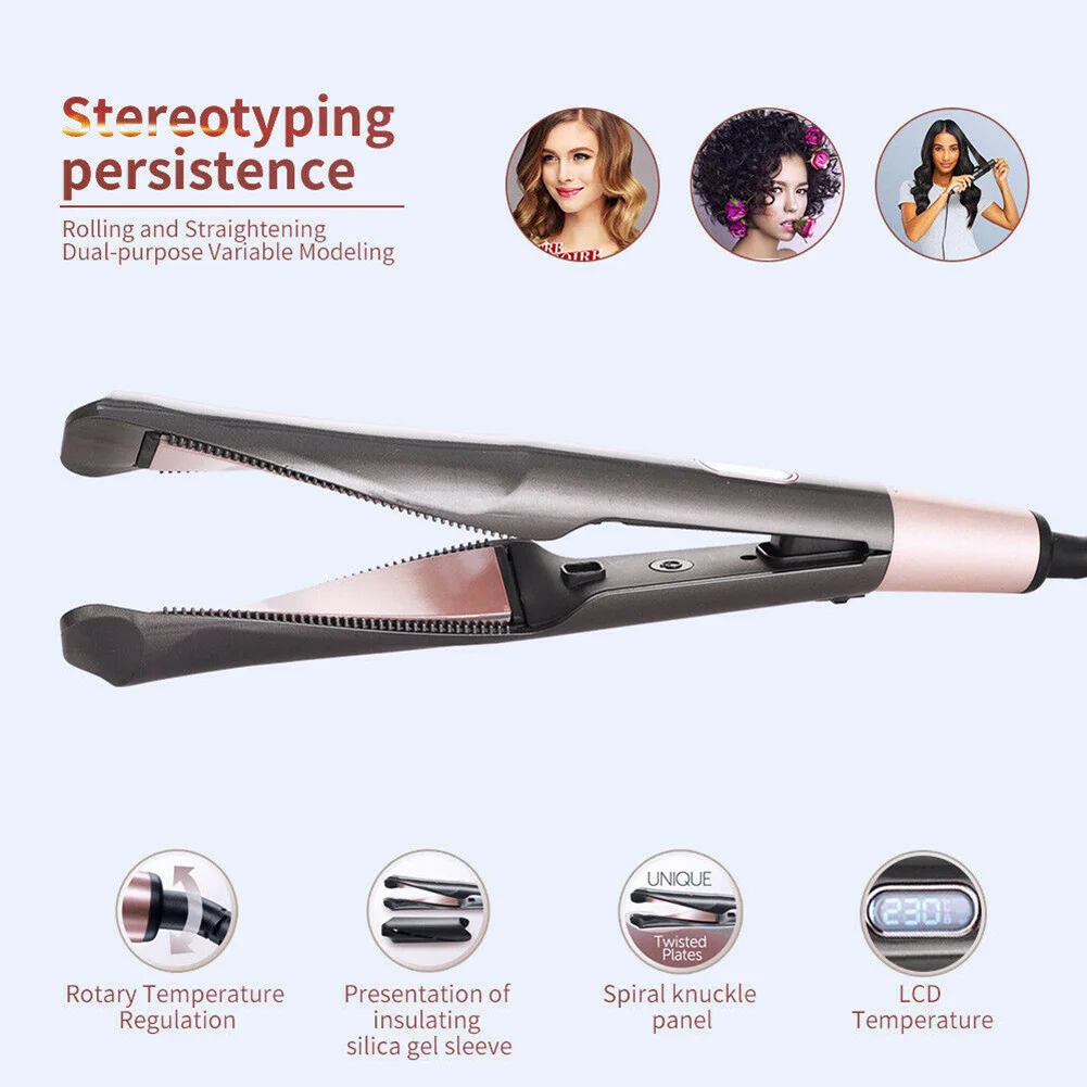 

Professional 2 In 1 Twist Hair Straightener Curling Hair Straightening Curler Iron Tool LVS88