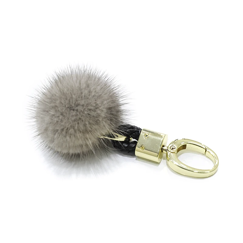 

Mink fur ball pendant fur ball bag pendant fashion leather grass key chain