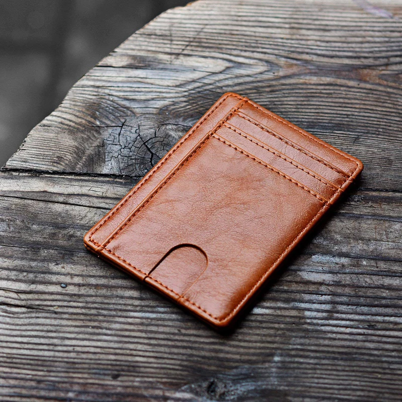 Тонкий минималистичный передний карман RFID Блокировка из натуральной кожи кошельки для мужчин и женщин тонкий кошелек с отделами для карт