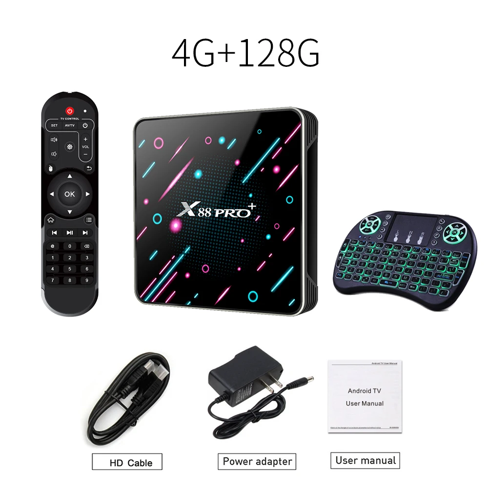 Android 9,0 9 Smart tv Box RK3368 Восьмиядерный процессор PowerVR G6110 GPU 4 Гб 4K Bluetooth 4,0 телеприставка - Цвет: with keyboad 128G