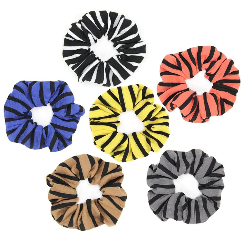 

Furling Girl 1PC Nylon vertical Striped Printing Hair Scrunchies Ponytail Holder Hair ties Elastic Casual Cloth Hair Bands