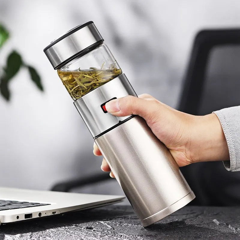 ONEISALL 570ml Stainless Steel Thermos Bottle Thermocup Tea Vaccum Flasks Christmas Gift Thermal Mug With Tea Insufer For Office