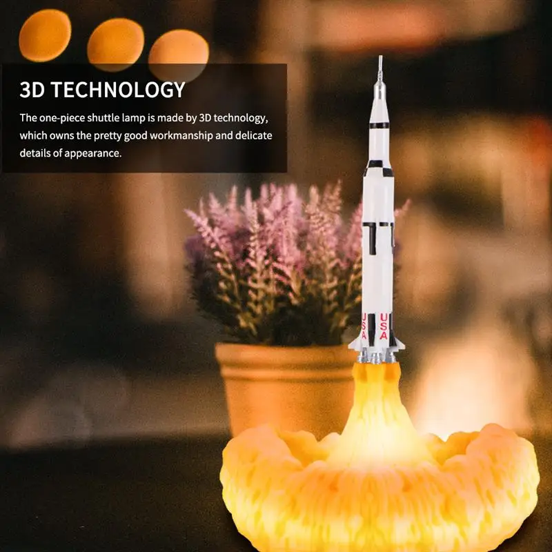 Перезаряжаемый Ночной светильник с 3D принтом, Космический Шаттл, лампа для любителей космоса, лунная лампа для спальни, гостиной, украшение