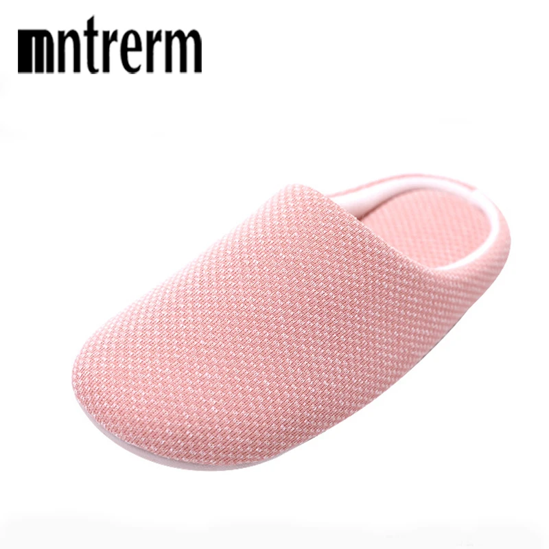 

Mntrerm 2019 Winter WoMen Slippers Household Striped Cotton Soft Fabric Slipper Water-proof Anti-slip Sole Indoor Slippers