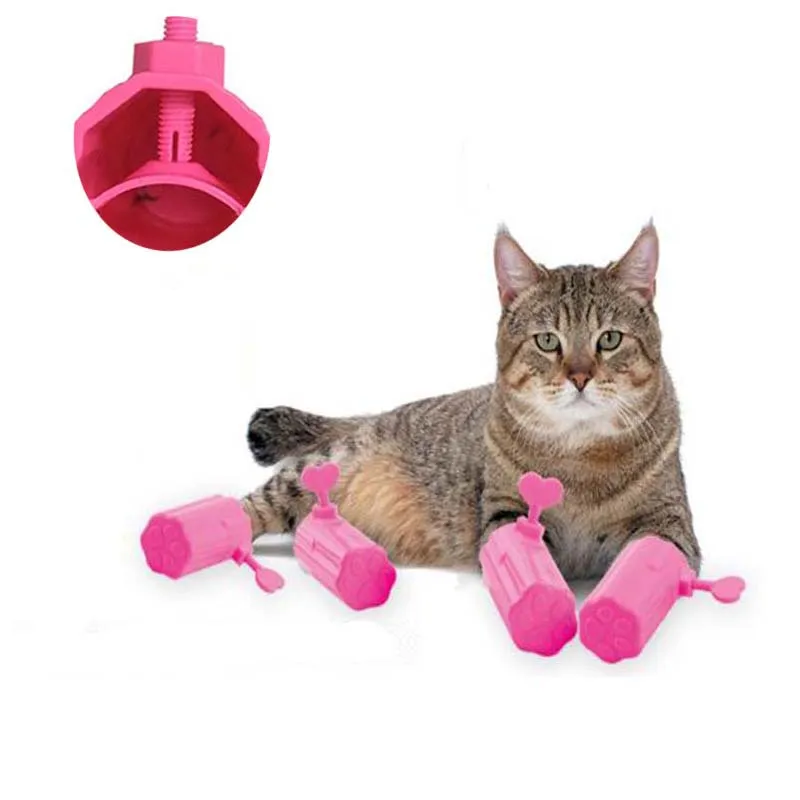 

4pcs/set Cat Anti Scratch Boot Prevent Scratching Cat Gloves Safe Adjustable Cat Nail Cover Dog Paws Glove Pet Grooming Supplies