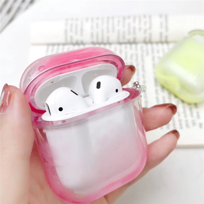 

For AirPods Case glitter liquid quicksand Wireless Bluetooth Earphone Case Transparent headphones protective cover coque fundas